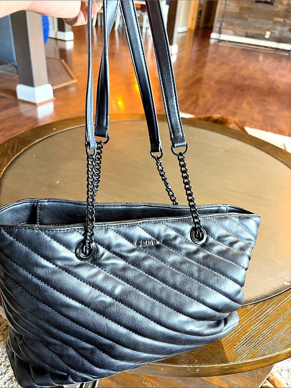 DKNY Quilted Shoulder Bag in Black